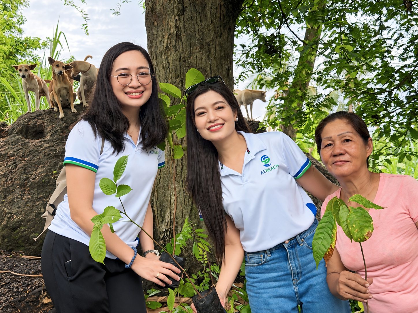 Aereach team members with seedlings at the June 2026 tree planting.