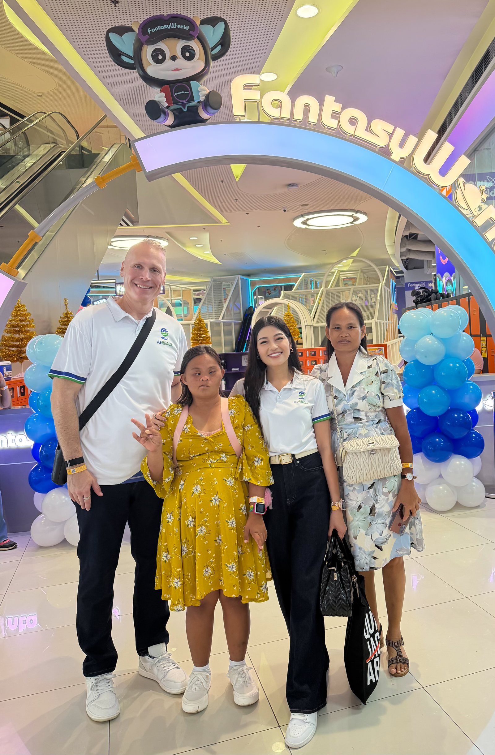 Tim Bonnell with guests at the venue entrance.