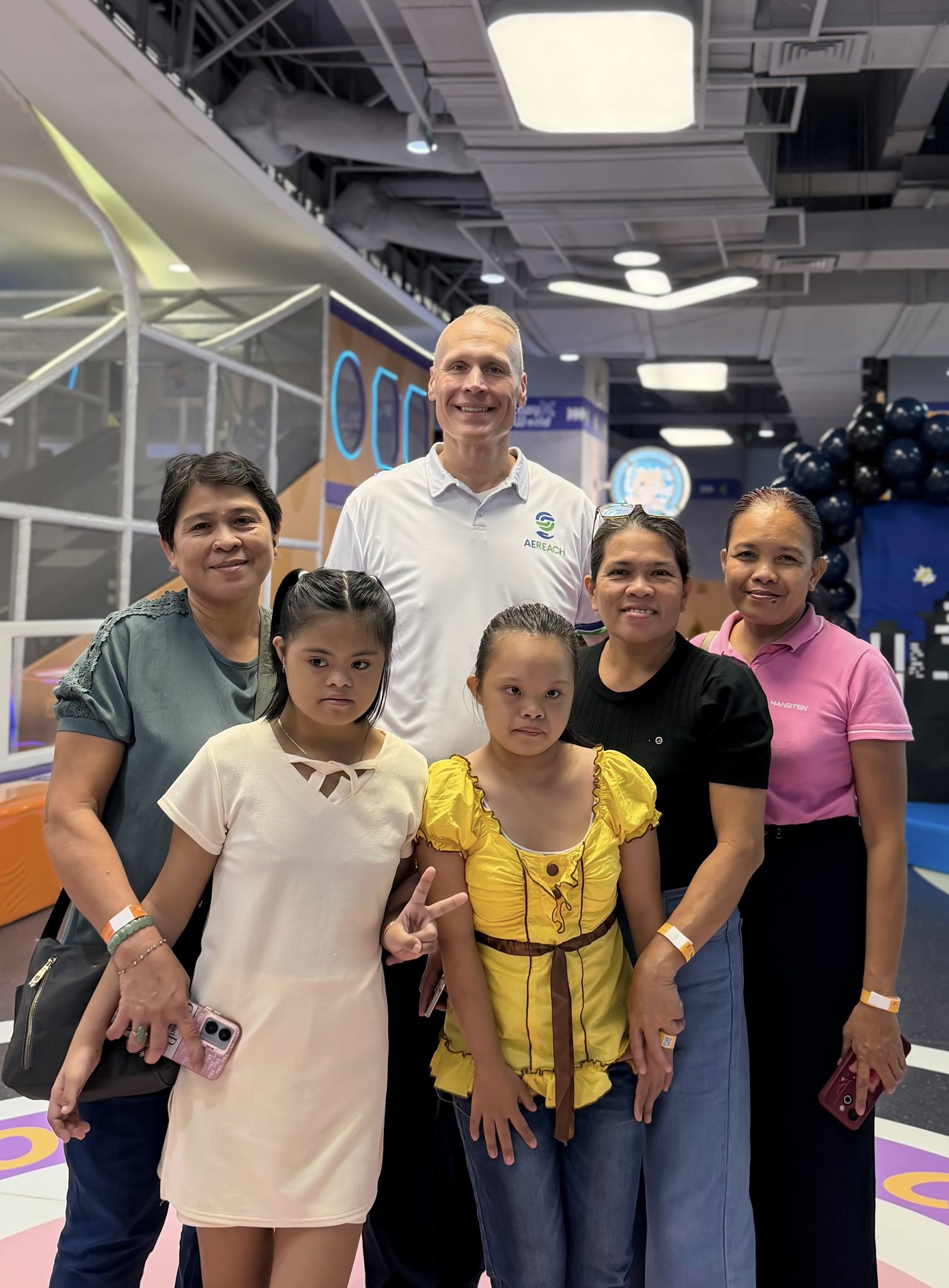 Tim Bonnell with families at the gathering.